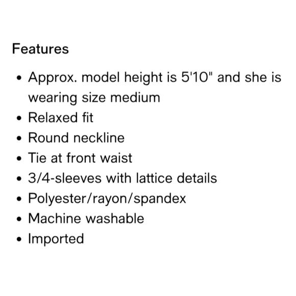 By & By charcoal gray lattice sleeve tie front top sz L - Picture 2 of 9